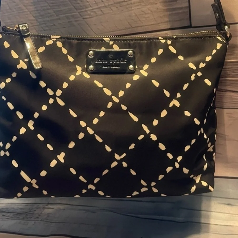 Kate ♠️ Spade Kate NY Stevie Shoulder Hand Bag BLACK CREAM Patent EUC!!!​